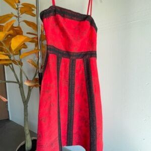 Tabitha Simmons Red Silk and Lace Dress in Size S